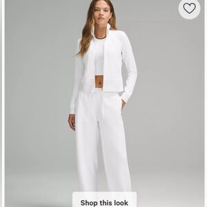 Lululemon Athletica White Wide Leg Pants & Jacket Set